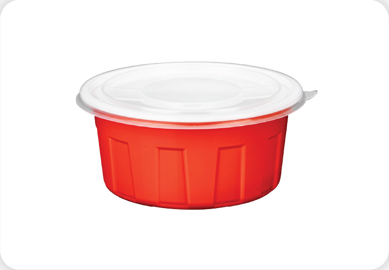 PP Round Container (Red & White)